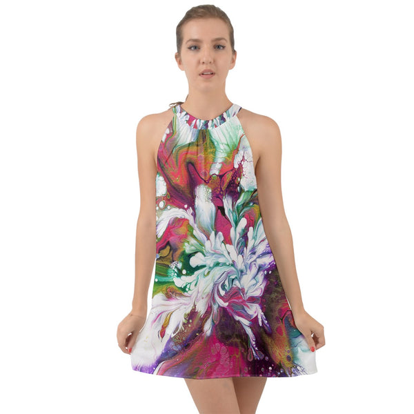 Good Vibes Halter Tie Back Chiffon Dress Halter Tie Back Chiffon Dress