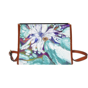 Lace Bloom All Over Print Waterproof Canvas Bag(Model1641)(Brown Strap)