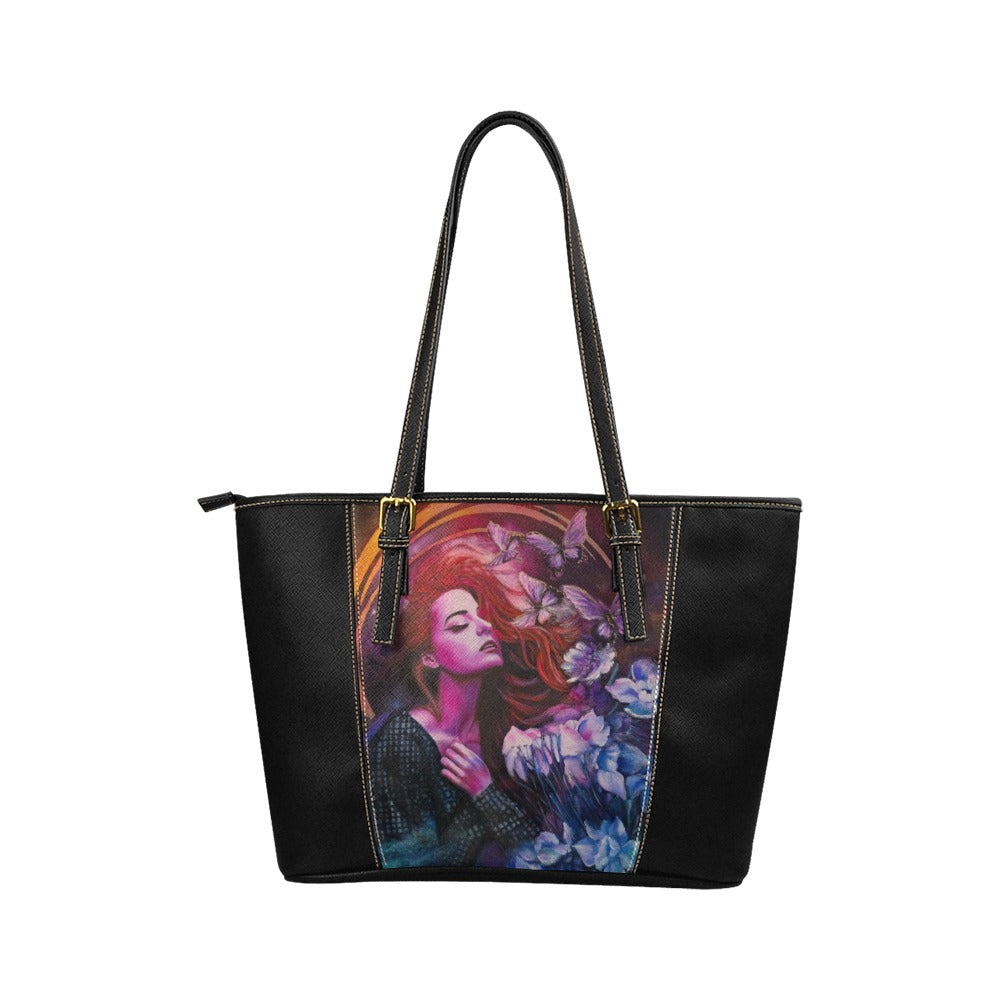 Butterfly Dream Leather Tote Bag (Model 1640) (Small)