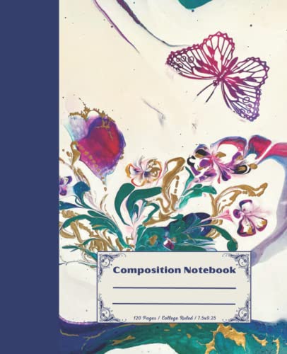 Composition Notebook: Beautiful college ruled acrylic poured fluid art flower. Unique and colorful. Perfect gift for students and art lovers.