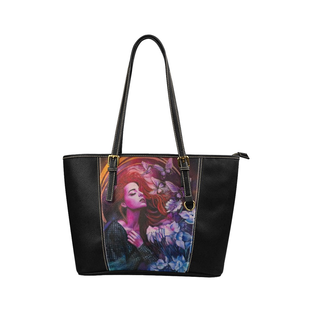 Butterfly Dream Leather Tote Bag (Model 1640) (Small)