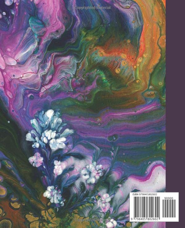 Composition Notebook: Beautiful college ruled acrylic poured fluid art flower. Unique and colorful. Perfect gift for art lovers.