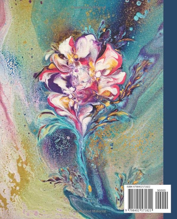 Composition Notebook: Beautiful college ruled acrylic poured fluid art flower. Unique and colorful. Perfect gift for art lovers.