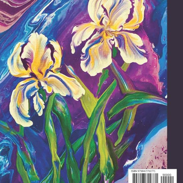Composition Notebook: Beautiful college ruled acrylic poured fluid art iris flowers. Unique and colorful. Perfect gift for art lovers.