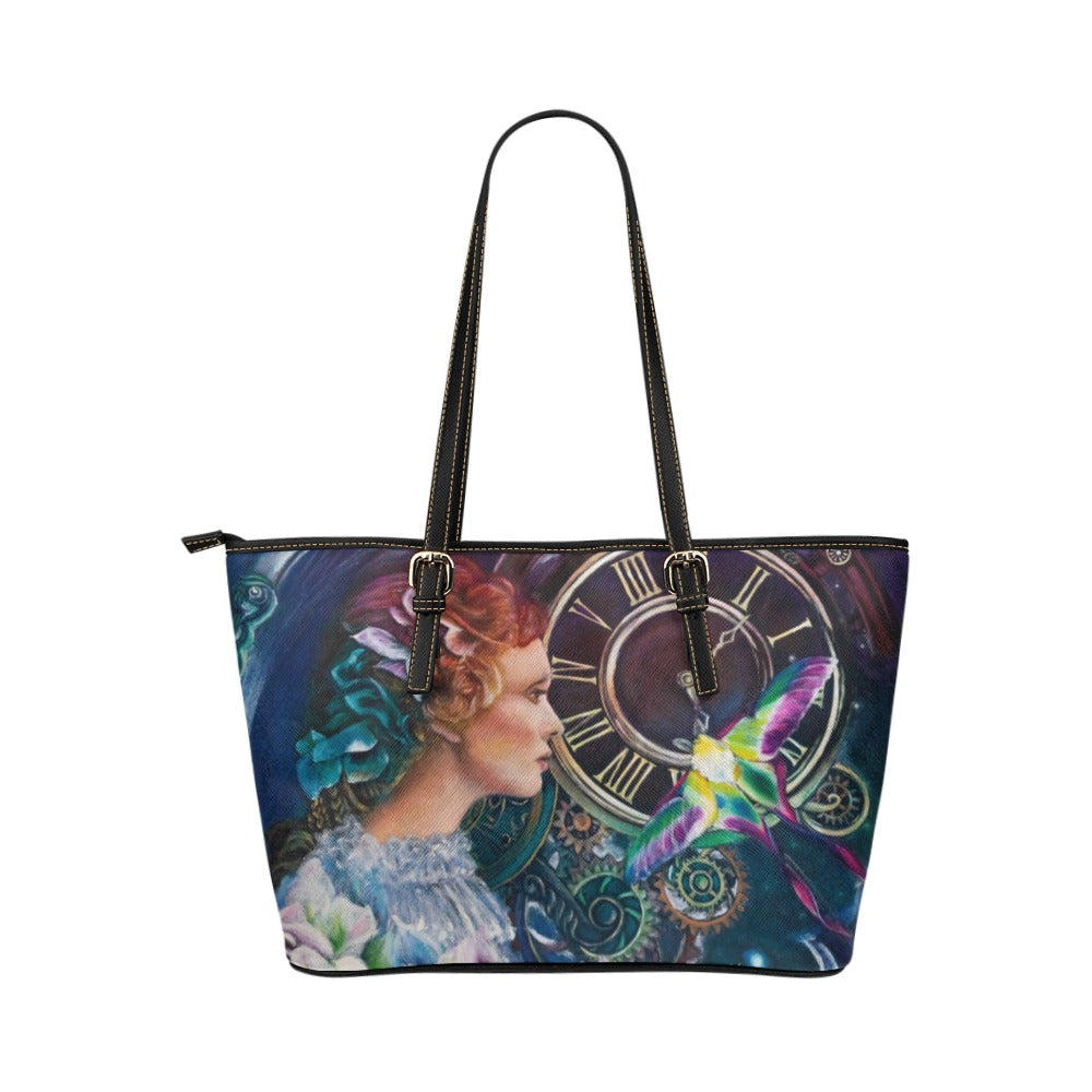 Eternity as a Fleeting Dream Leather Tote Bag (Model 1651) (Big)