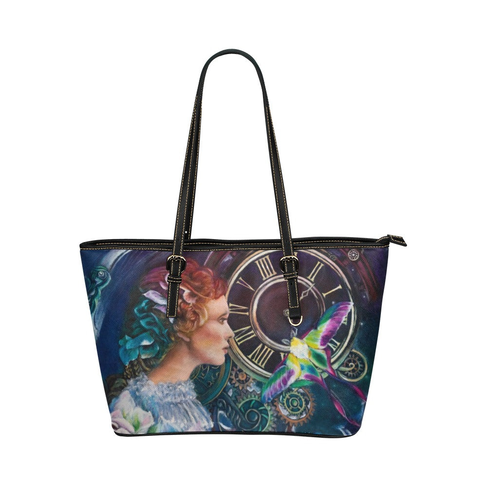 Eternity as a Fleeting Dream Leather Tote Bag (Model 1651) (Big)