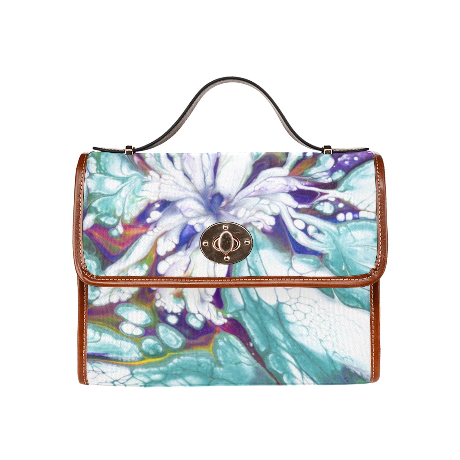 Lace Bloom All Over Print Waterproof Canvas Bag(Model1641)(Brown Strap)