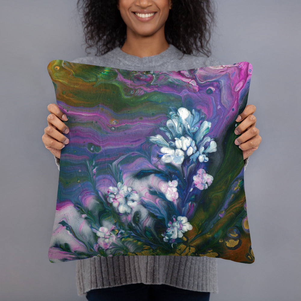 "Snowy Bloom" Basic Pillow