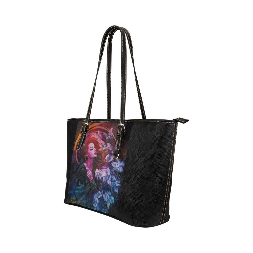 Butterfly Dream Leather Tote Bag (Model 1651) (Big)