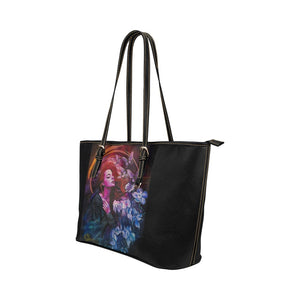 Butterfly Dream Leather Tote Bag (Model 1651) (Big)